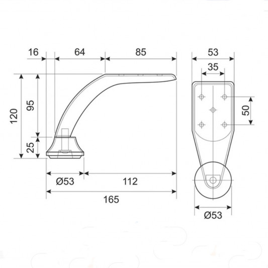 Ножка мебельная NZ 0704 LUX H=120 хром - 1