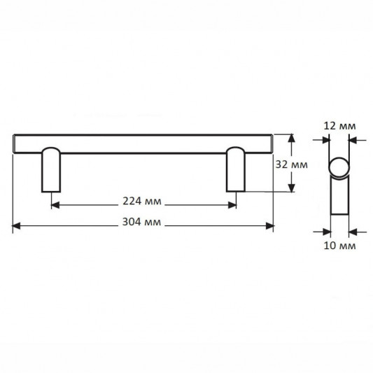 Ручка RE 1011 224 (DR 11/224 SS) моноліт чорна еко - 1