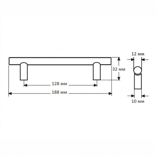 Ручка RE 1011 128 (DR 11/128 SS) моноліт біла еко - 1