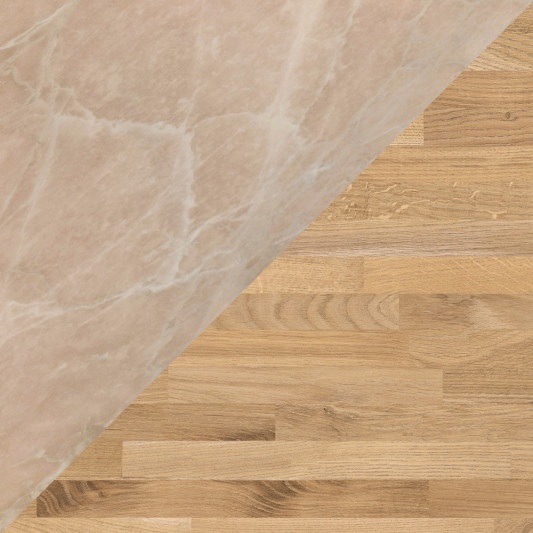 Стеновая панель 4100×640×10 Kronospan 2х стор. Мрамор лосось 1947 РЕ/Дуб Портхаус светлый К091 FP - 0