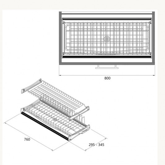 Сушка для посуду Starax 800 хром з рамкою S-5161-C - 2