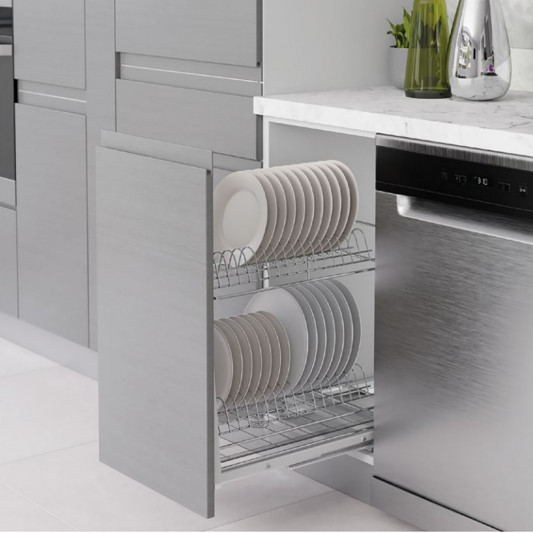 Карго Starax 300 2-х рівневе з сіткою для тарілок нижнього кріплення з доводчиком хром S-2110-С - 0