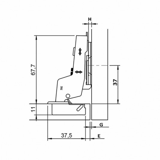 Завіса Hafele Metalla D SM 300 внутрішня з дотягом сталь нікель під шуруп H=0 - 1