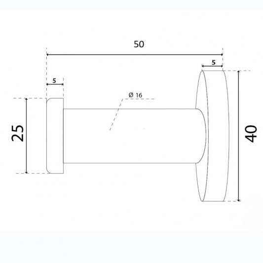 Гачок HK-1 одинарний 16*50 SS сталь - 1