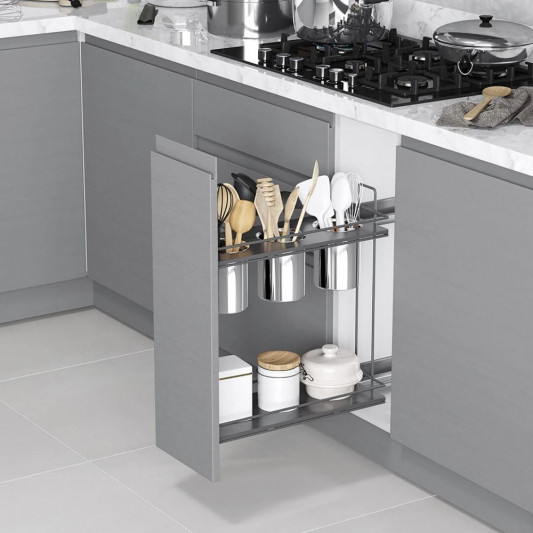 Карго Starax 250 2-х рівневе з чашами під кухонні прилади антрацит ліва S-2651-А - 0