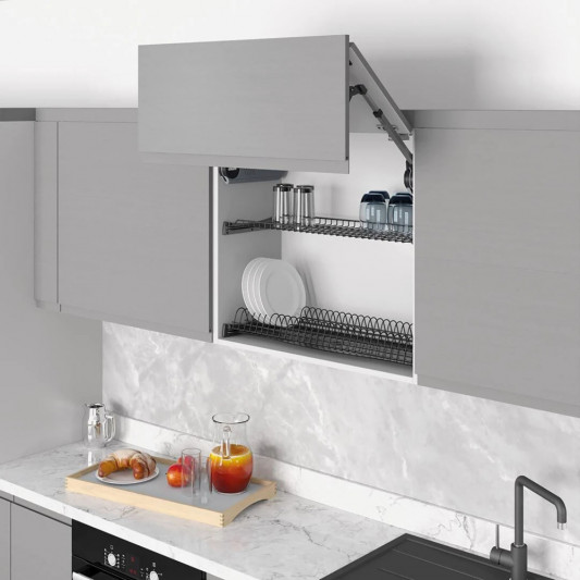 Сушка для посуду Starax 600 антрацит з пластиковим піддоном S-5163-А - 0