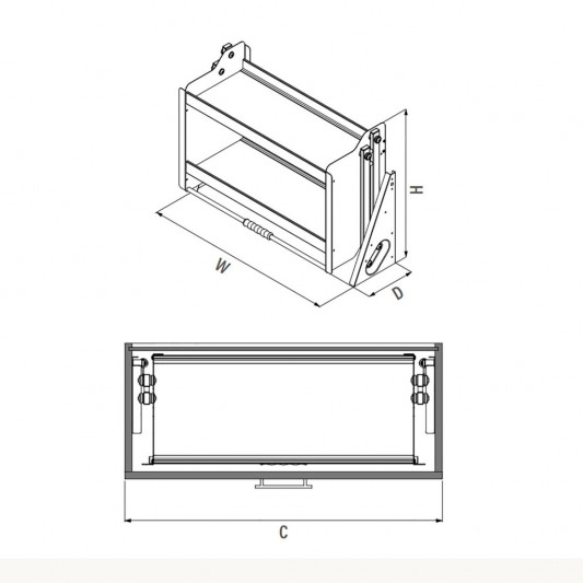 Полиця 2-рівнева Starax на підйомному механізмі, 564х300х550, секція, 600мм, антрацит S-5191-A - 2