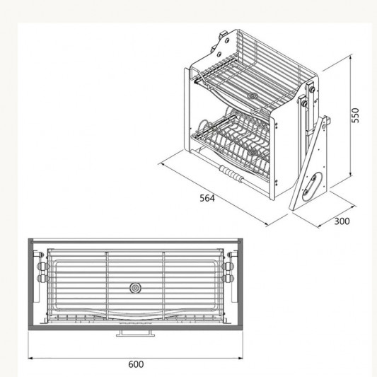 Сушка висувна Starax з підйомником (564x300x550) в секцію 600мм, антрацит S-5181-А - 2