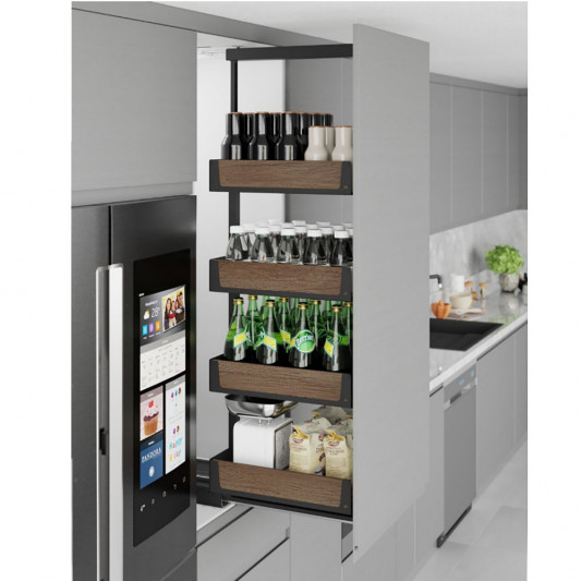 Галерея Starax висувна з доводиком (330x510x1250-1400) секція 400мм, 4 кошики, антрацит-дерево S-1903-UW-A - 0