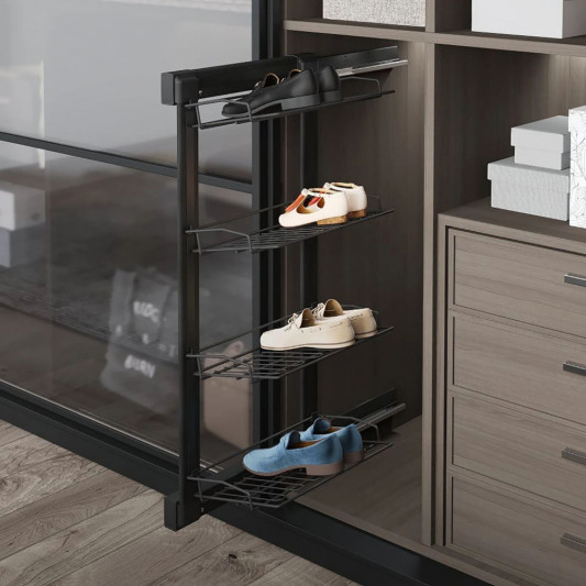 Полиця для взуття Starax 4-рівнева на тандемах ліва 325x475x1000 антрацит S-6741-A - 0