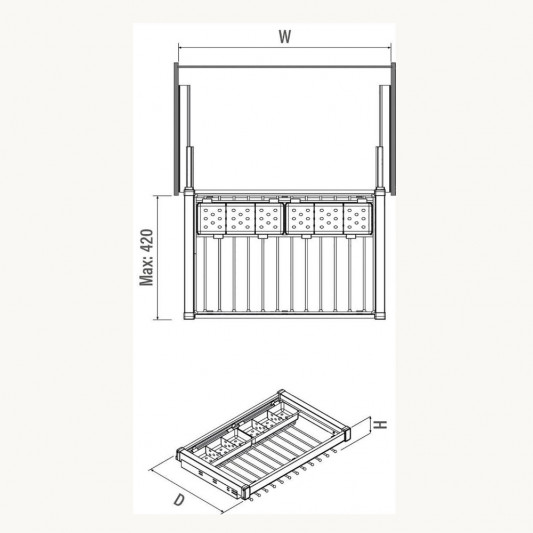 Брючниця Starax з розділювачами бокове кріплення у 800 секцію (760-790×475×80) антрацит S-6711-A - 2
