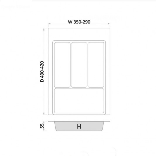 Лоток для столових приладів 400 (290-350x422-490) Rejs MAX 2,0 mm графіт - 1